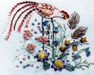 Brazilian Embroidery Pattern Rooster In The Barnyard